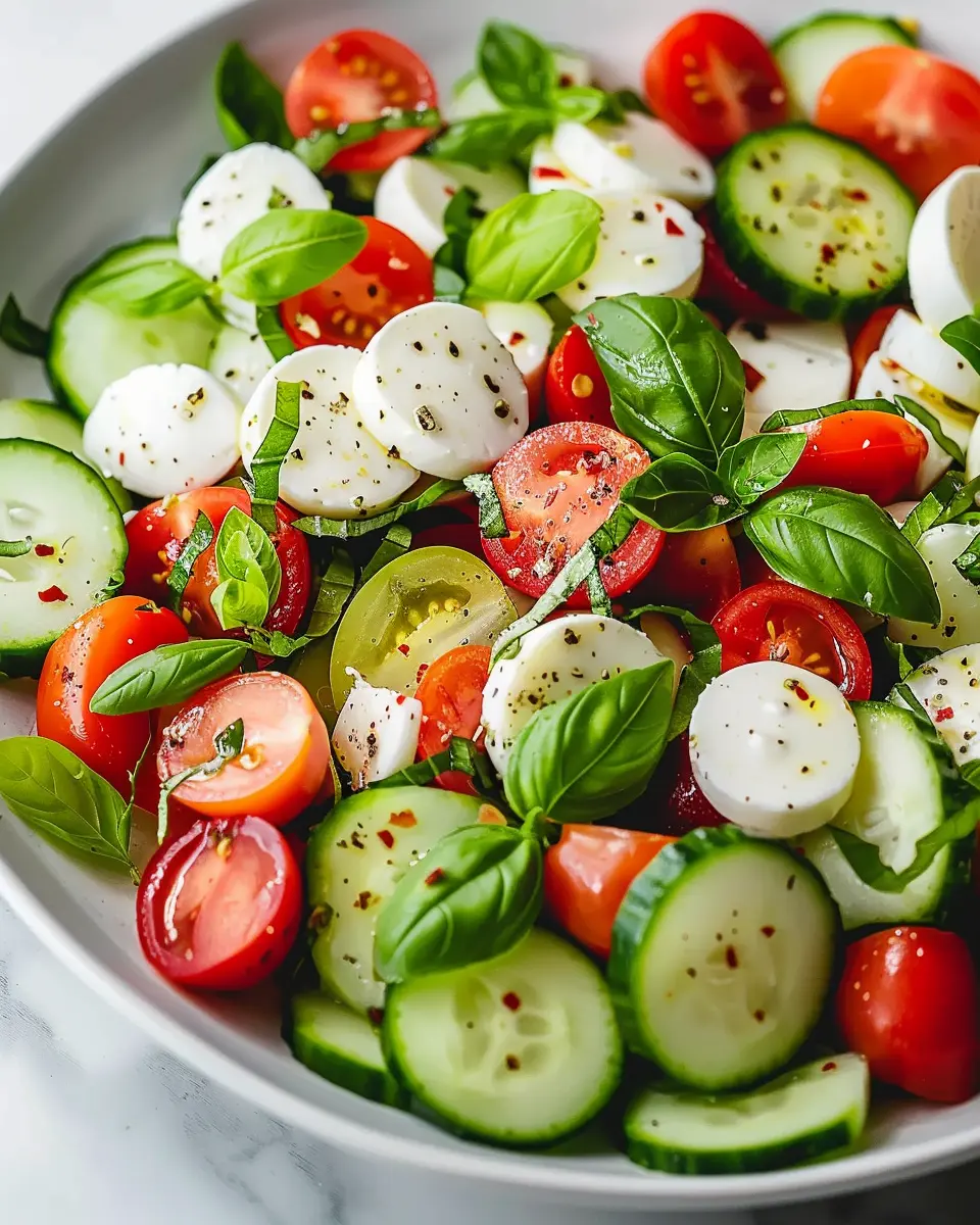 Fresh Cucumber Caprese Salad