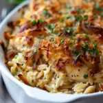 French Onion Chicken Orzo Casserole