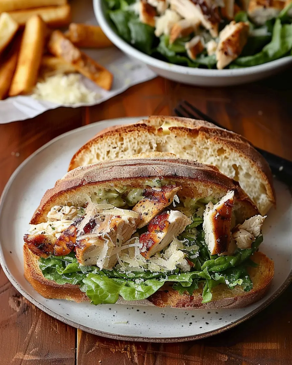 Chicken Caesar Sandwich with Turkey Bacon and Chicken Ham Delight