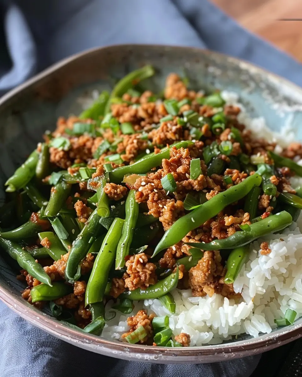 Asian Ground Turkey: Easy Green Beans and Rice Delight