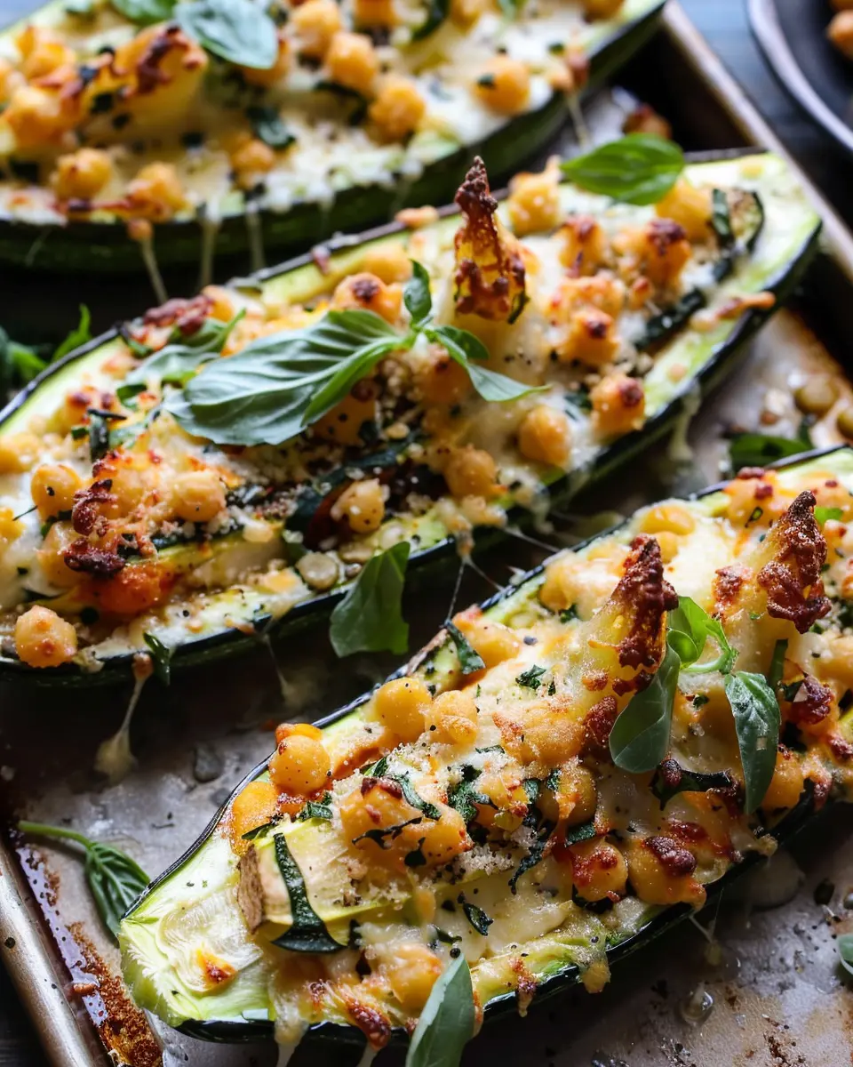 Spicy Chickpea and Cheese Stuffed Zucchini: A Healthy Delight