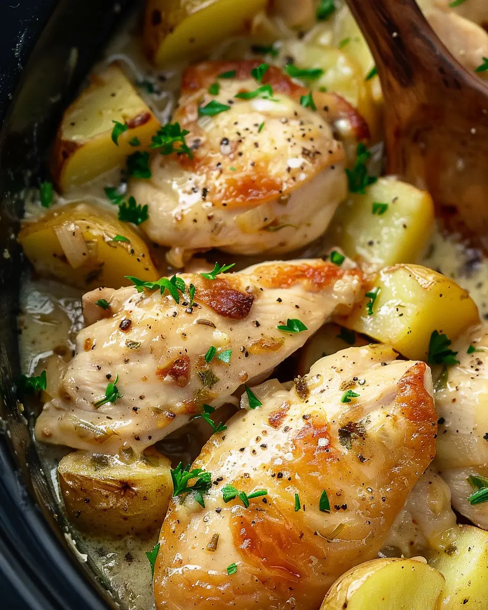 Crock Pot Garlic Parmesan Chicken: Easy Chicken and Potatoes Delight