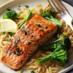 Salmon with Lemon-Herb Orzo & Broccoli