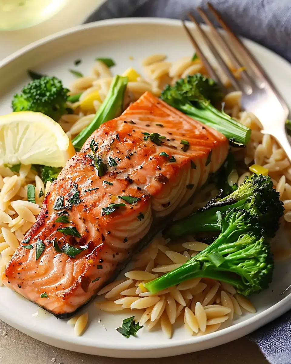 Salmon with Lemon-Herb Orzo: A Juicy Dinner Delight