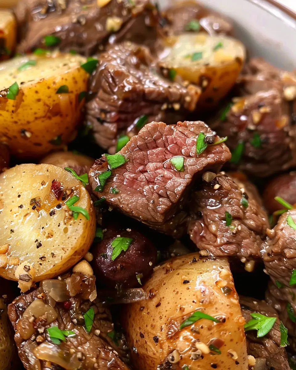 Slow Cooker Garlic Butter Steak Bites and Potatoes Made Easy